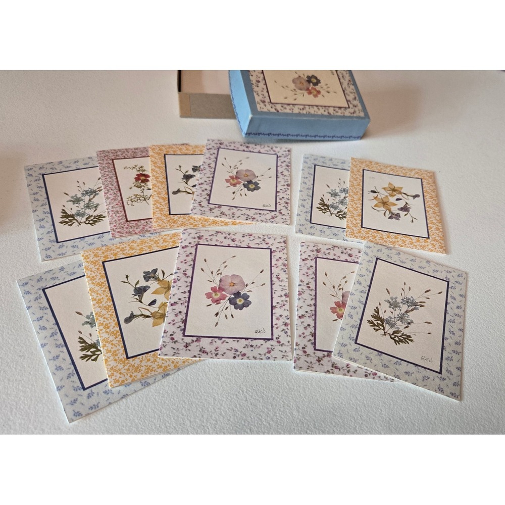 Vintage Olympicard Pressed Flower Notes 11 Cards Boxed Floral Stationery